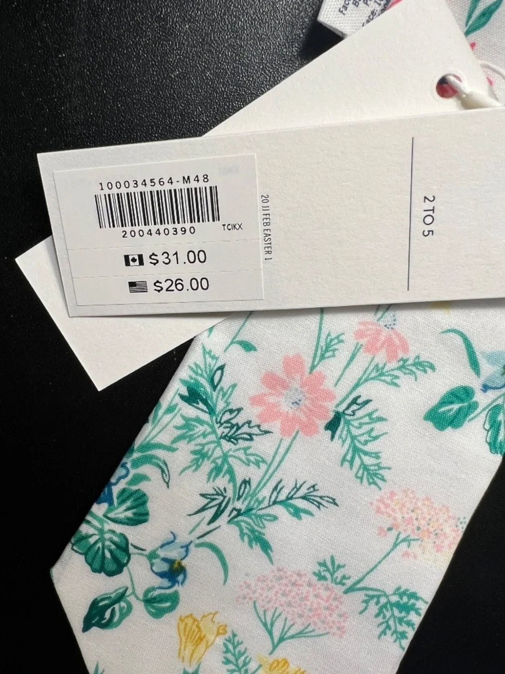 Janie and Jack Boys Floral Velcro Close Tie Size 2-5 NWT
